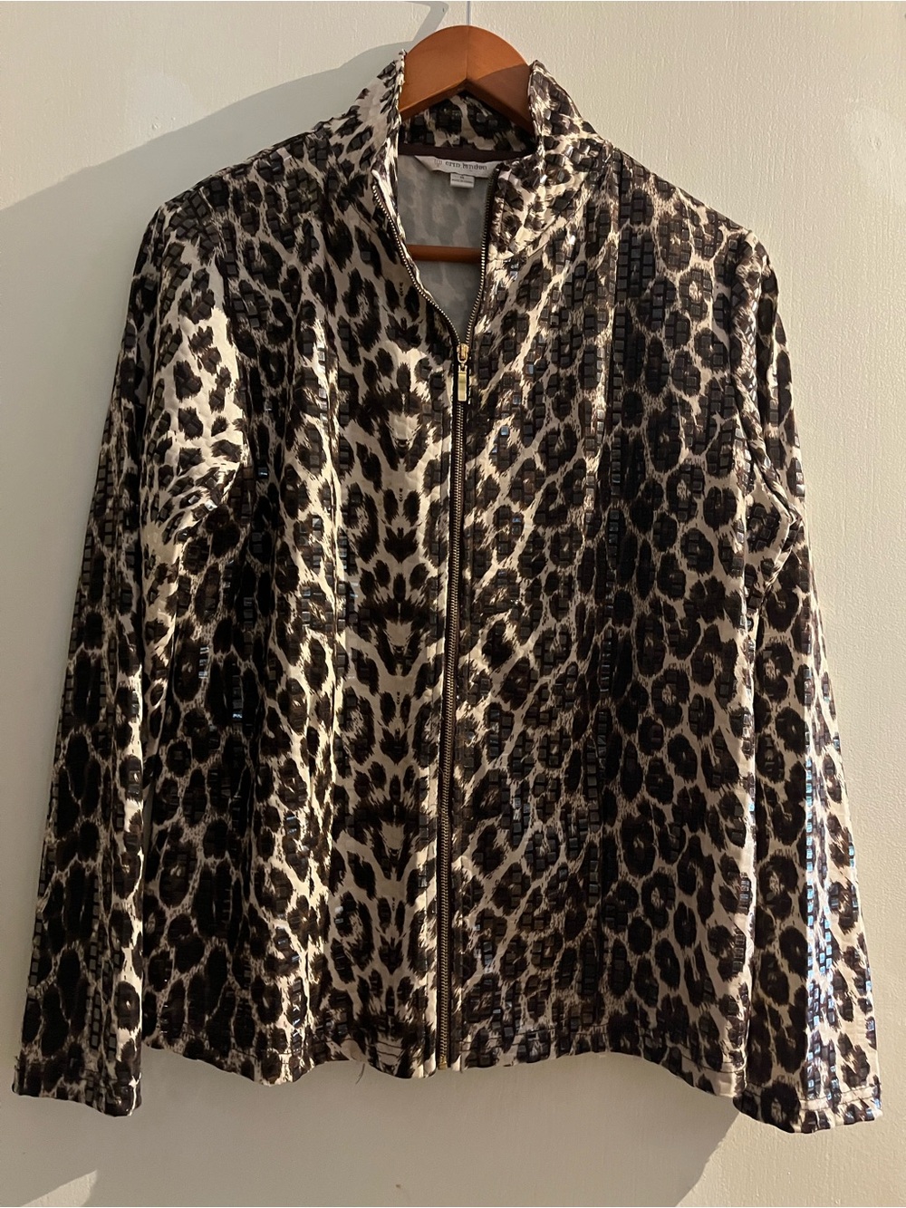 Erin London Leopard/Sequin Print Jacket Size M